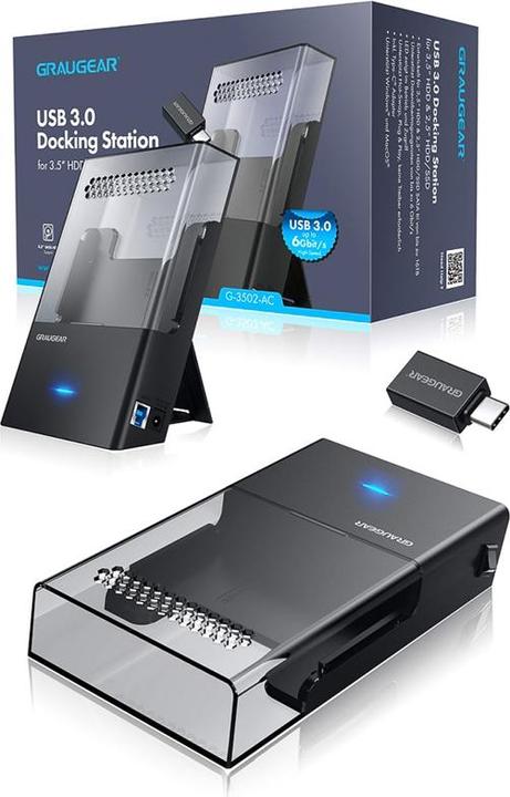 Immagine prodotto Graugear Contenitore dock per HDD/SSD da 3,5"/2,5", USB3.2 Gen1 (USB-C, 1 Porti)