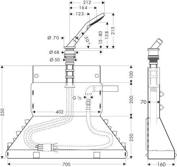 Immagine prodotto hansgrohe basic body Set per bordo vasca Secuflex con doccetta