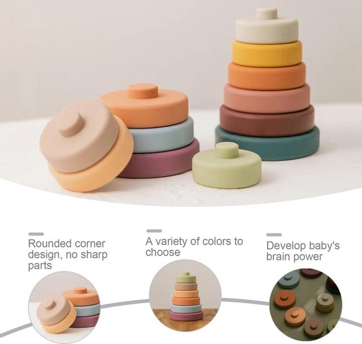 Immagine prodotto Activity Board 6pcs baby building blocks toy forma rotonda costruzione giocattolo bambini morbido silicone impilare