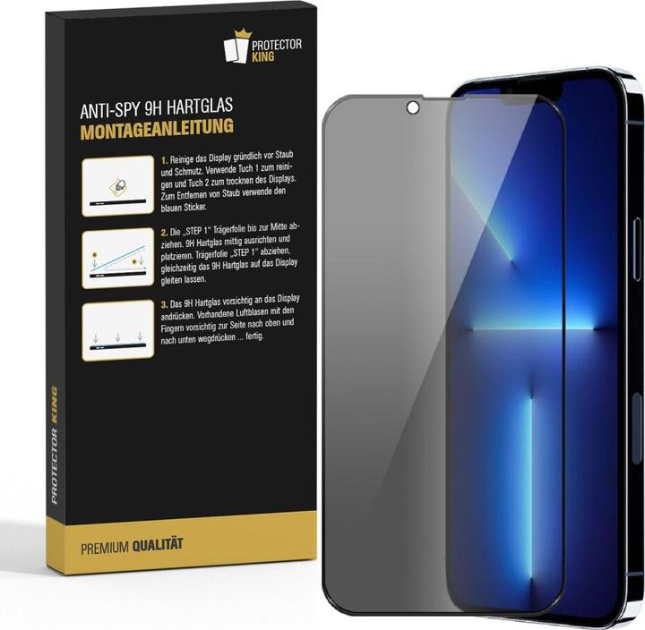 Produktbild Protectorking 2x Echtes Tempered 9H Panzerhartglas Blickschutz (1 Stück, Apple iPhone 13 Pro)