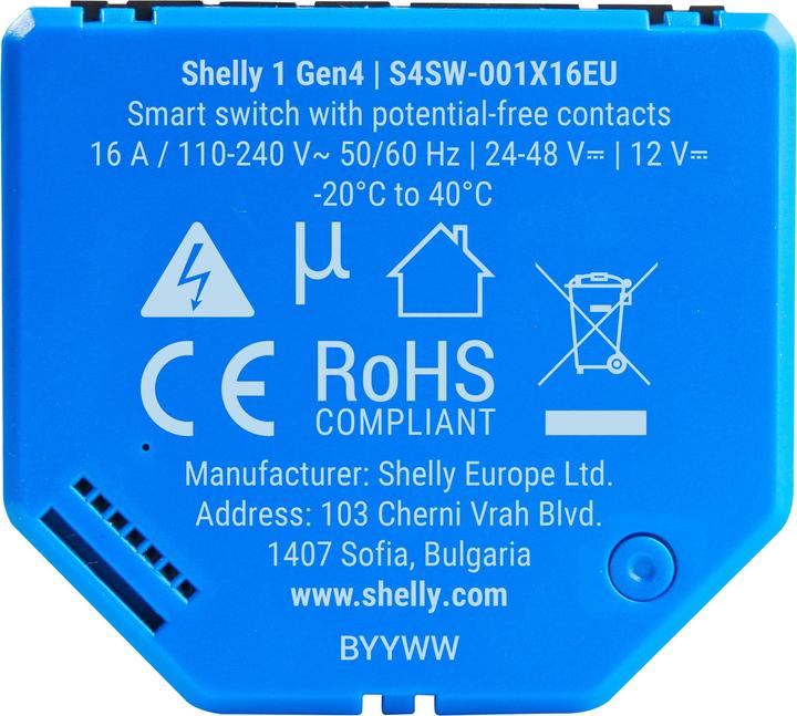 Actual product image Shelly 1 Gen4 (Switch actuator)