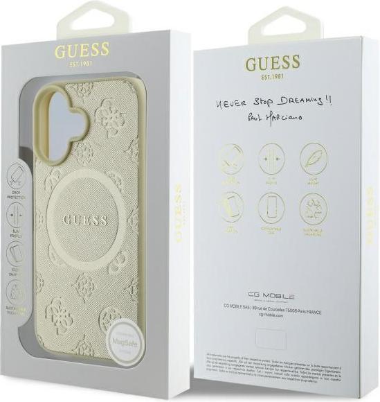 Produktbild Guess GUHMP16SPSAPSMED iPhone 16 6,1" złoty/gold HC MagSafe Safiano Peony Classic Logo (Apple iPhone 16)