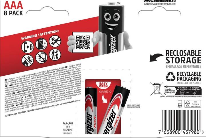 Productafbeelding Energizer Max Alkaline (8 Pcs., AAA)