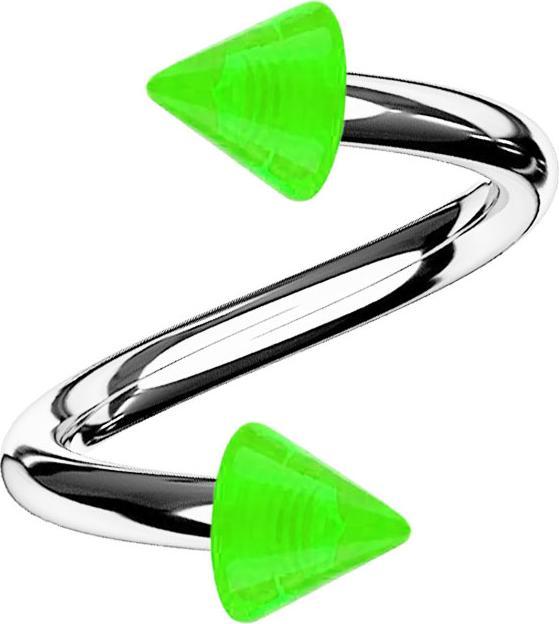 Produktbild Star Piercing Micro Spirale silber mit zwei Cones grün transparent (ohne Messing, Chirurgenstahl 316L, Acryl)