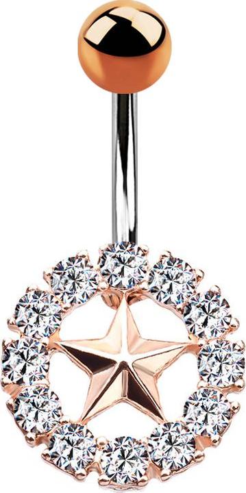 Produktbild Star Piercing Banane rosegold Stern mit Kristallkreis silber (Chirurgenstahl 316L, Messing)