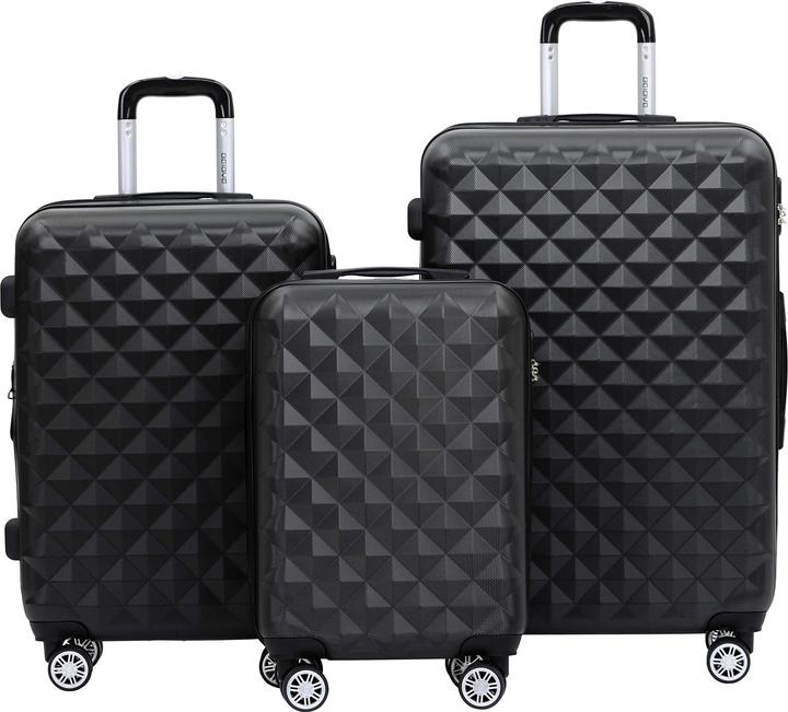 Beibye Reisekofferset, Schwarz (115 l, M (50 - 90l), L (90 - 115l), XL (ab 115l))