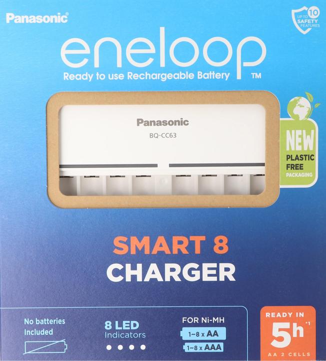 Produktbild Panasonic 8fach Schnell-Ladegerät und 8 Stück eneloop Standard Mignon AA BK-3MCC (8 Stk., Ladegerät inkl. Akku)