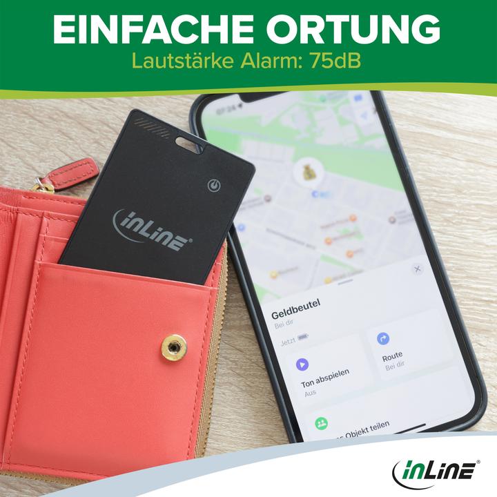 Productafbeelding InLine ® Wallet Finder, smarte Karte für die Geldbörse, Qi-Aufladung, 100mAh, IPX5 (iOS, iPadOS)