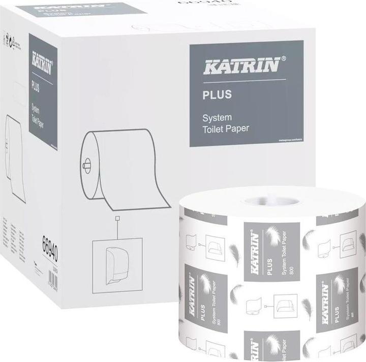 Produktbild Katrin Plus System Toilettenpapier, 2-lg, weiss, 800 Blatt, für Katrin-System Toilettenpapierspender (800 x)
