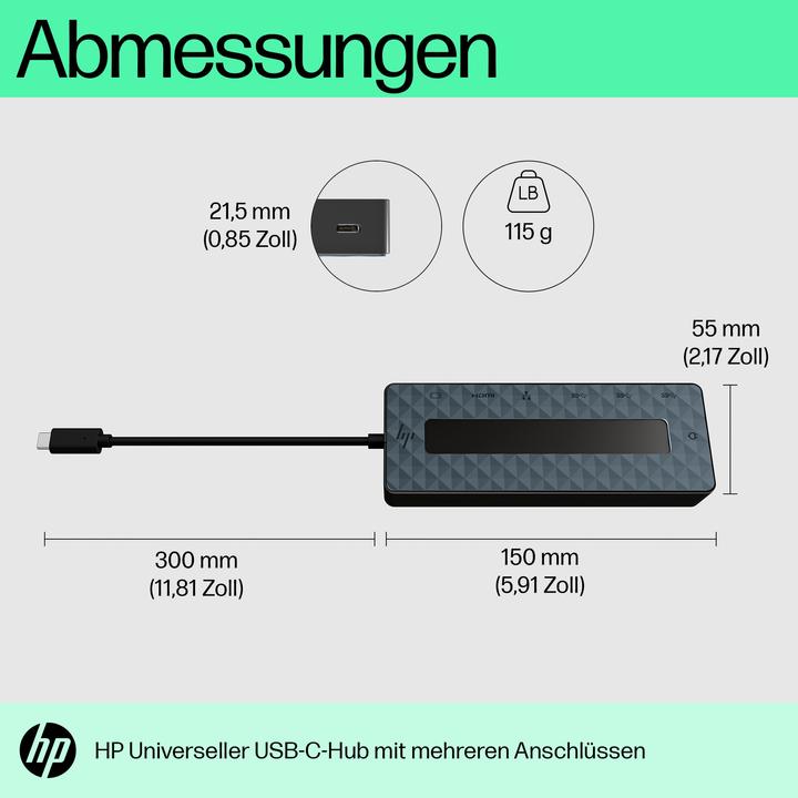Actual product image HP Universal Multiport (USB-C, 3 Ports)
