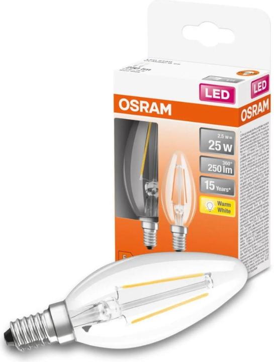 Actual product image Osram Led Retrofit Classic B (E14, 2.50 W, 250 lm, 2 x, F)