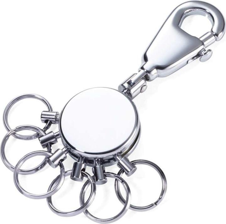 Troika Portachiavi rotondo PATENT con 6 anelli staccabili, grigio lucido