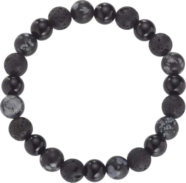Produktbild Bijouteria Armband (17 cm, Lava-Stein, Achat, Kunststoff, Schneeflocken-Obsidian)