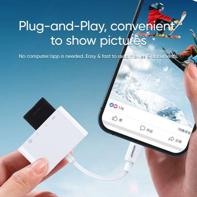 Image du produit Joyroom Lecteur de cartes Lightning vers USB OTG (Lightning, USB-A, USB Type C, Carte SD)