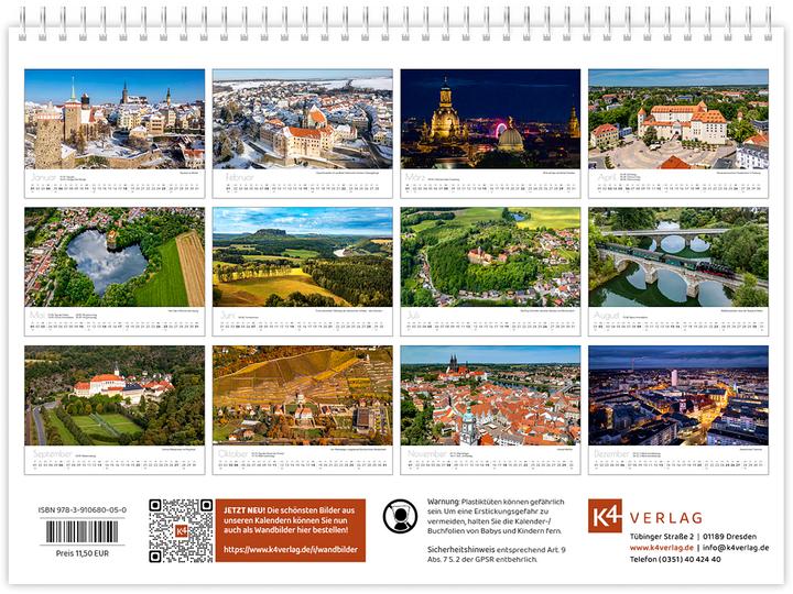 Image du produit Kalender Sachsen von oben kompakt 2026 (21 x 15 cm, Non contraignant, Allemand)