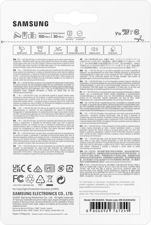 Produktbild Samsung PRO Endurance (64 GB, microSDXC, U1, UHS-I)