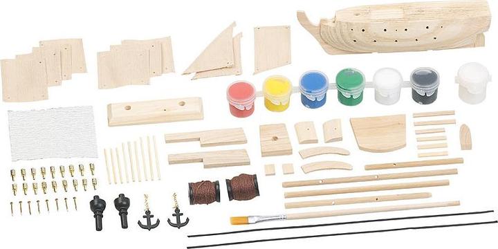 Produktbild Playtastic 3er-Set Schiff-Bausätze Fischkutter, Flaggschiff & Schlepper, aus Holz