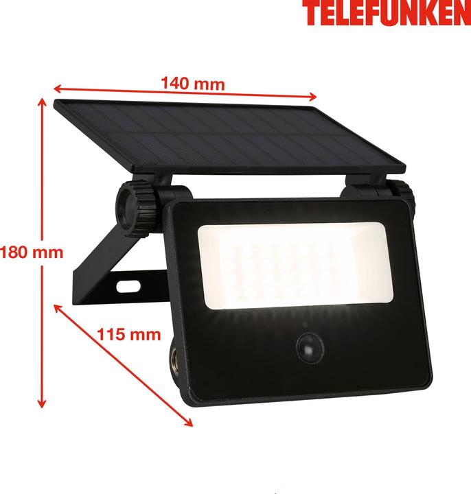 Produktbild Telefunken Aussenwandleuchte / Solar /PIR, schwarz, IP54 (IP54)