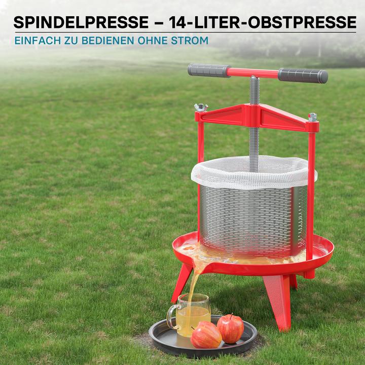 Actual product image Wiltec Spindle press stainless steel 14 L Fruit press Berry press Cider press Fruit mill (EU plug)