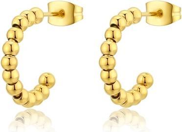 Sagapo S'Agapo Chunky Shk38 Gold-Plated Steel Hoop Earrings