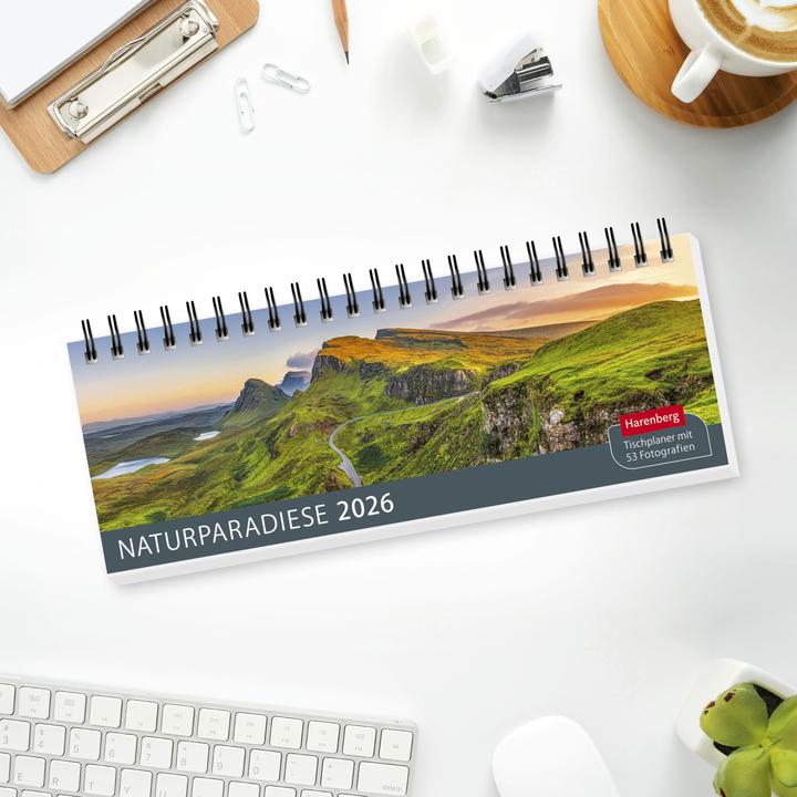 Actual product image Harenberg Naturparadiese Premium-Tischplaner 2026 - Wochenkalender mit 53 Fotografien (Hardcover, German)