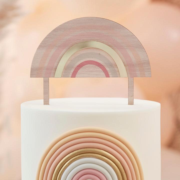 Produktbild Ginger Ray Cake Topper Regenbogen Happy Everything aus Holz