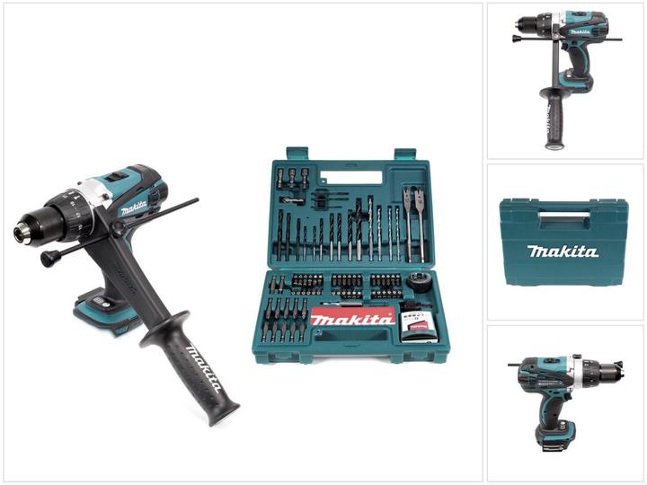 Productafbeelding Makita DHP 458 Z Accu Klopboormachine 18V 91Nm Solo + Bits & Boorset 100 stuks (Oplaadbare batterij)