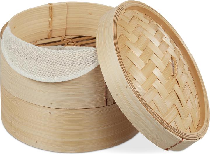 Actual product image Relaxdays Bamboo Steamer Basket, 2 Tiers (Plant materials)