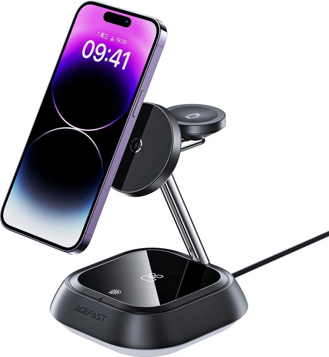 Image du produit Acefast Station de charge inductive 3en1 E16 15W pour téléphone/écouteurs/montre - noir (15 W)
