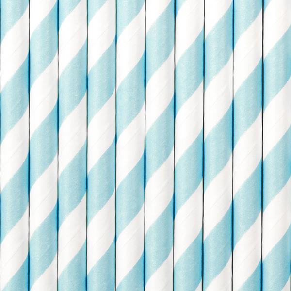 Actual product image Partydeco Paper straws with turquoise stripes (10 pcs.) (10 x)