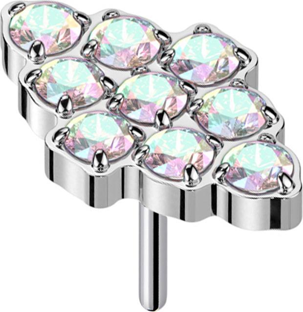 Produktbild Star Piercing Threadless Diamant silber Kristalle multicolor (Titan G23, ohne Messing)