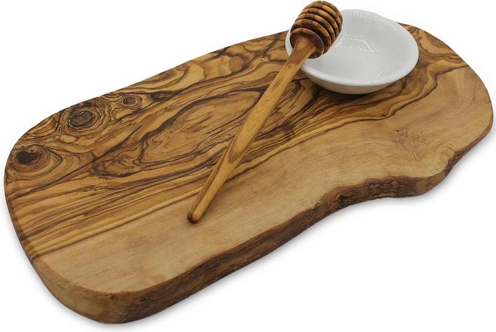 Natura Punto Set petit déjeuner Olive, planche, cuillère à miel, bol en céramique
