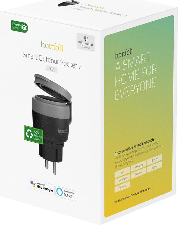 Actual product image Hombli Smart Outdoor Socket EU V2, Black