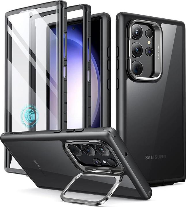 ESR - Shock Armor Kickstand + Screen Protector - Samsung Galaxy S23 Ultra - Clear Black (Samsung Galaxy S23 Ultra)