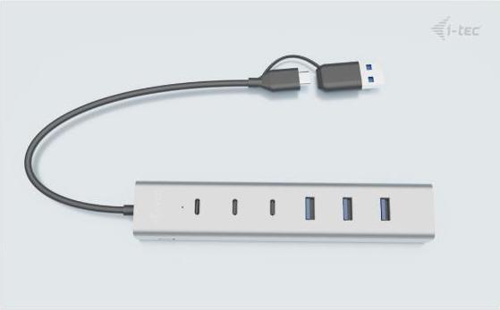 Produktbild i-tec USB-C/USB-A Charging Metal HUB 7 Port 3x USB-C 3.2 Gen. 1 4x USB-A 3.2 Gen. 1 (USB-C, USB-A, 7 Ports)