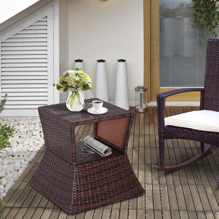 Immagine prodotto Outsunny Tavolo in rattan con foro per l'ombrello