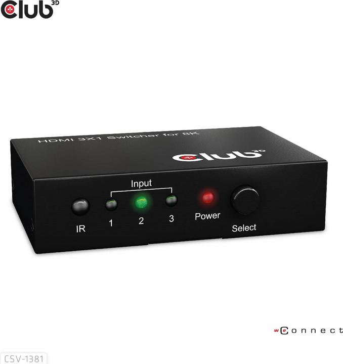 Produktbild Club 3D Club3D HDMI Switchbox 3 Eingänge -> 1 Ausgang 8K60Hz UHD retail