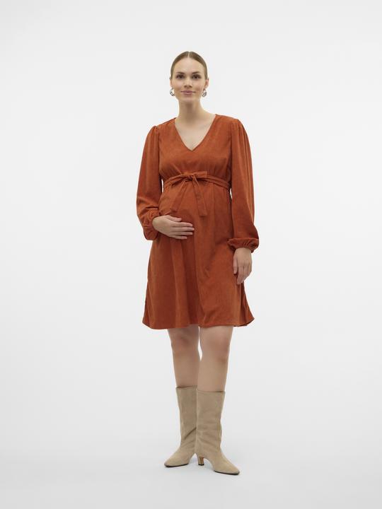 Image du produit Mamalicious Coupe normale Col en V Poignets élastiques Manches ballon Robe courte (XL)