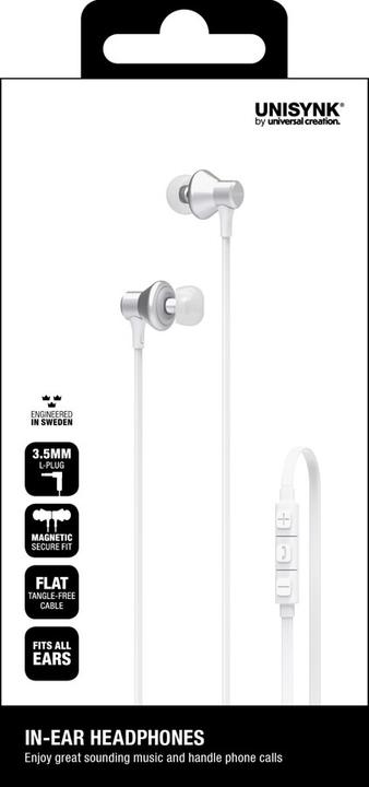 Actual product image Unisynk 10212 headphones/headset Wired In-ear Calls/Music White (Cable)