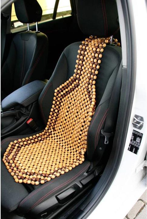 Actual product image IWH Automotive wooden ball seat cover, beige