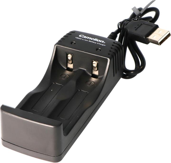 Actual product image Camelion Charger including Micro USB charging cable suitable for 1 or 2 Li-ion battery 18650s (Chargers without battery)