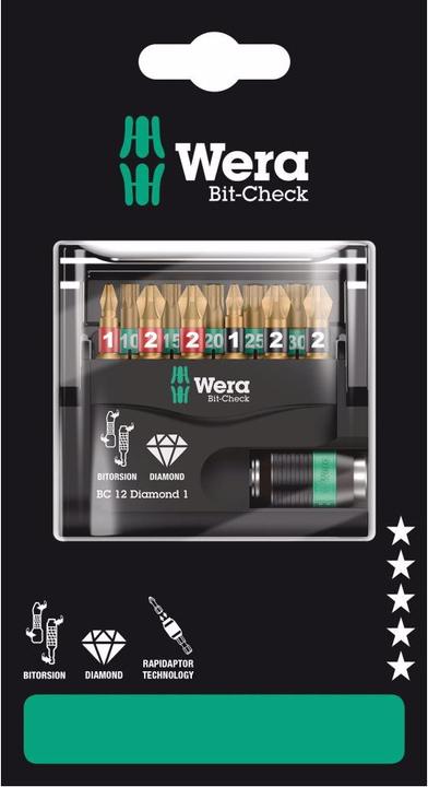 Wera Bit-Check 12 Diamond 1 SB (1/4")