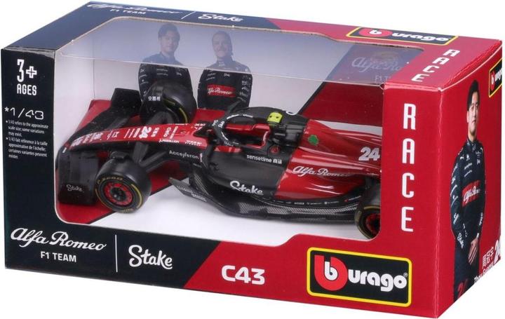 Actual product image Bburago Alfa Romeo F1 Team Stake C43 1/43 Guanyu 2023