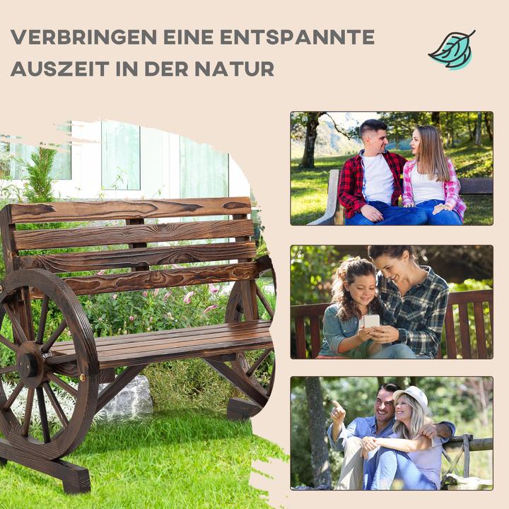 Actual product image Outsunny Garden bench wagon wheel design