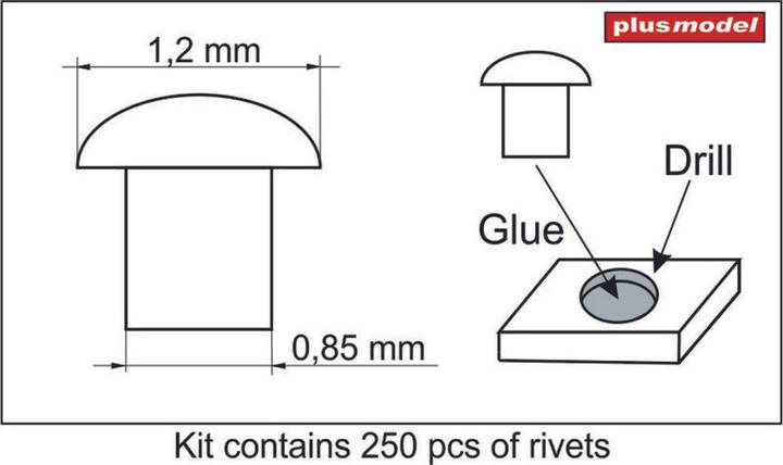 Actual product image Plus Model Rivets 1.2 mm