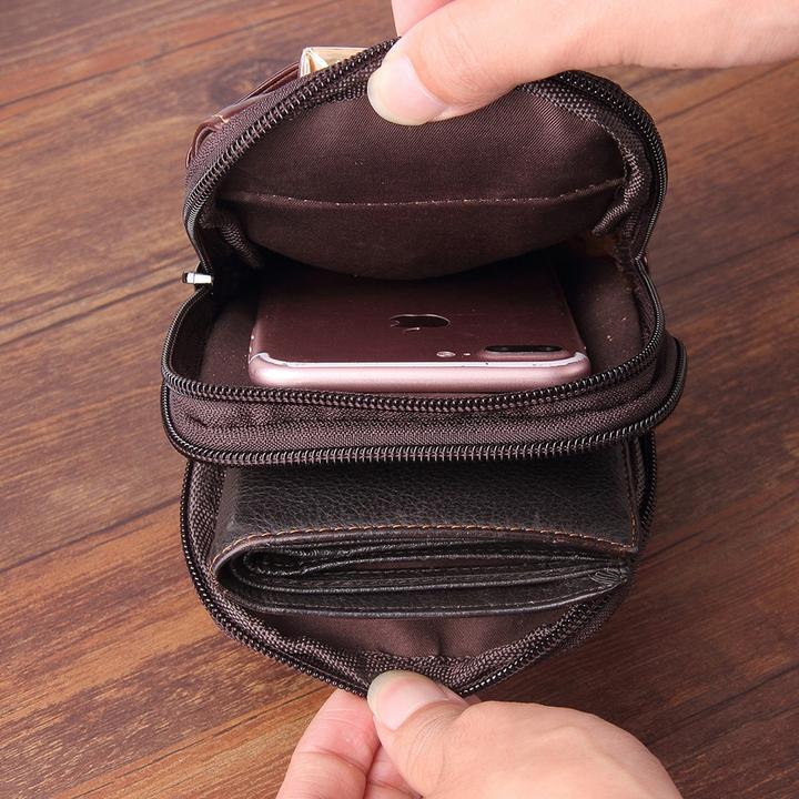 Image du produit Cover-Discount Universel - Sacoche ceinture double zip marron