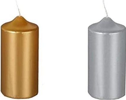 Actual product image Papstar Christmas pillar candle, 60 mm, silver Diameter: 60 mm, height: 130 mm, burning time: approx. 30 (1 pcs.)