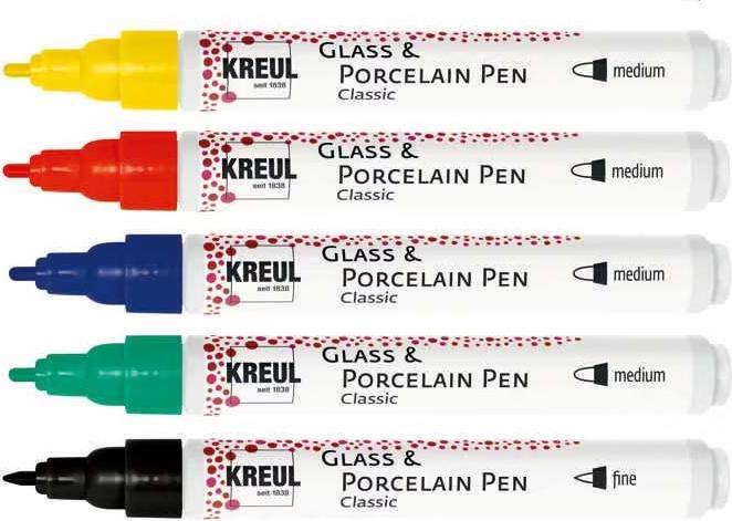 Image du produit I Am Creative Porcelain Pen Set à 5 (Noir, Jaune de signalisation, Rouge cerise, Bleu roi, Vert français, 4 mm, 5 x)