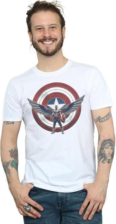 Actual product image Mens Falcon And The Winter Soldier Captain America Shield Pose T-Shirt (5XL)