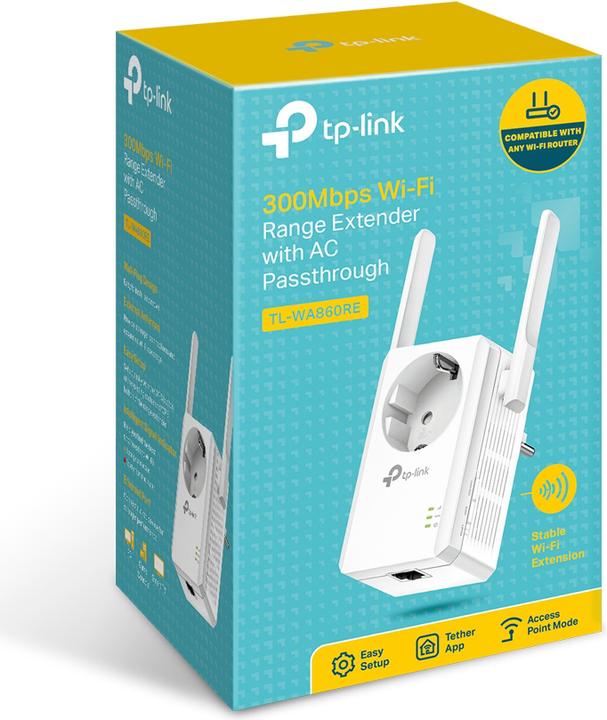 Image du produit TP-Link TL-WA860RE - Répéteur sans fil 300 Mbit/s avec prise de courant intégrée (54300 Mbit/s)